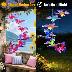 2 Pezzi Campanelli Eolici Solari da Esterno Impermeabili IPX4 con Luci LED a Cambio Colore, a Bassa Altezza, a Forma di Farfalla - Product Image 3