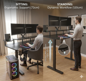 Lumetal Adjustable Height Commercial <b>Office</b> Gaming <b>Computer</b> Desk with Wood Surface and Metal Frame Made in Vietnam - Product Image 2