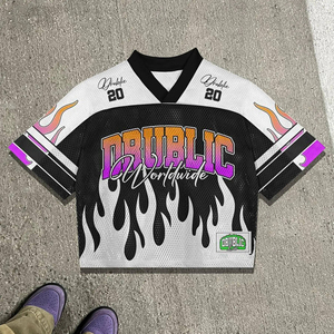 Camiseta Corta de Malla con Logotipo Personalizado, Tejido Jersey 100% Malla, Estilo Varsity Urbano Unisex - Product Image 1