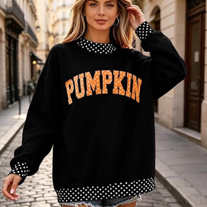 Sweat-shirt ample à col montant et épaules tombantes à pois pour femme, idéal pour les clubs de fitness, les universités et les sororités, avec application personnalisée - Product Image 3