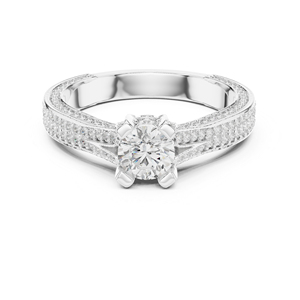 แหวนเพชรทรงกลมทองคำ 14K สีเหลืองทอง สำหรับผู้หญิง สวมใส่ในงานปาร์ตี้ เพชรเพาะเลี้ยงใหม่ - Product Image 3