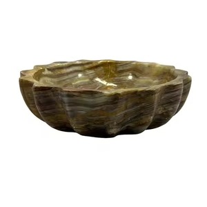 Bol de service en marbre de style moderne, vert foncé, à motif moucheté, à paroi épaisse, robuste, lisse et poli, pour la restauration - Product Image 3