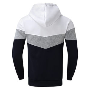 Men's Color Block Hoodie and <b>Jogger</b> Set <b>White</b> Grey Black Two Piece Tracksuit Casual Pullover Sweatshirt Matching Sweatpants - Product Image 3