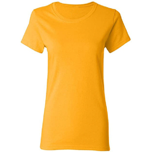 Camiseta de Cuello Redondo Amarilla para Mujer, 100% Algodón, Corte Regular, Color Sólido Informal, Manga Corta, Tejido de Punto Transpirable, para Todas las Temporadas - Product Image 2
