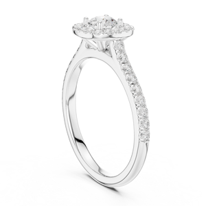 Anillo de compromiso de moissanita con halo, piedra central ovalada y banda engastada para bodas y aniversarios - Product Image 2