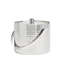 Seau à glace moderne en métal cannelé, nickelé de haute qualité, écologique et durable, pour la restauration commerciale et les événements