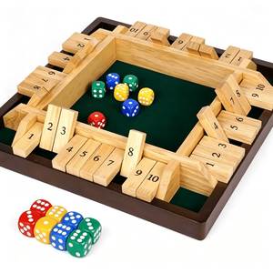 Jeu de dés en bois au design antique « Shut the Box » avec tuiles numérotées et dés – Jeu de table familial au design minimaliste - Product Image 1