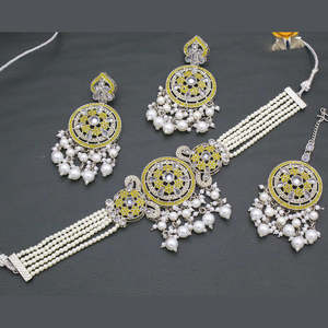 Ensemble de bijoux fins plaqué argent avec pierre de cristal et perles 10581266YE collier ras du cou - Product Image 1