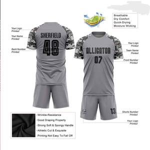 Dernier design personnalisé, uniforme de football respirant sublimé, tenue d'équipe personnalisée, ensemble maillot et short de football unisexe - Product Image 2