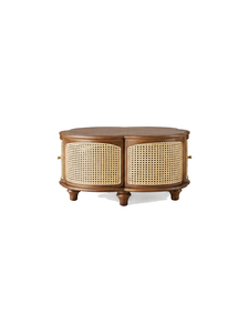 Modern Wooden <b>Coffee</b> <b>Table</b> With Cane Panels And Solid Wooden Storage For Living Room Furniture and Villa and <b>Midcentury</b> Hotel - Product Image 1