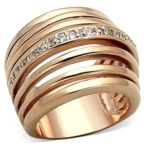 LOA890-Anello in Ottone Trasparente con Zirconi Cubici di Grado AAA e Finitura in Oro Rosa per Piatti e Vassoi - Product Image 1