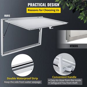 60X36 pollici Stand di concessione che serve porta finestra a doppia punta chiusura a forcella 85 gradi per camion cibo a 85 gradi vetro non incluso - Product Image 5