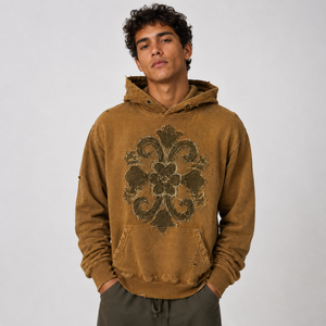 Sudadera con Capucha Bordada Estilo Urbano para Hombre, Corte Holgado, Ropa Urbana, Fabricante de Ropa Personalizada OEM ODM - Product Image 1