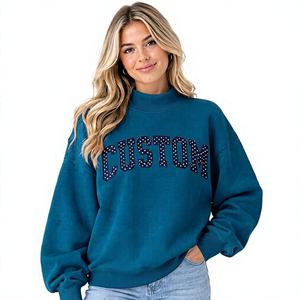 Sweat-shirt vert olive à col rond pour femme, épaules tombantes, manches longues, imprimé lettres, pull-over - Product Image 6