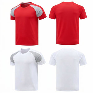 T-shirt homme rouge et blanc personnalisé, séchage rapide, respirant, vêtements de sport, manches courtes, design personnalisé, vente en gros - Product Image 1