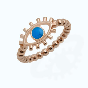 Wholesale Classic Evil Eye <b>Adjustable</b> Blue Enamel Gold Plated 925 Sterling <b>Silver</b> <b>Rings</b> for Gift & Party Occasions - Product Image 1