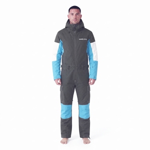 Hawk Eye Men's Waterproof Ski Jumpsuit One Piece <b>Snowsuit</b> With Hood Color Blocked Design Synthetic Insulation - Product Image 1