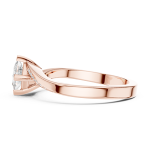 Anillo de compromiso con diamante moissanita de corte princesa brillante - Anillo de boda de oro rosa de 14K sobre plata con pavé de circonitas en forma de cometa - Product Image 2