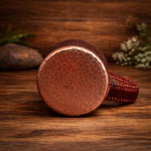 Mug en cuivre pur martelé fait main, écologique, anti-fuite, réutilisable, 400 ml, avec couvercle, pour eau, jus, bière, cadeau, usage domestique ou bar - Product Image 6