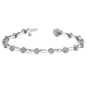 14K oro blanco Vintage redondo brillante diamante pulsera brazalete 7 pulgadas para compromiso boda regalo fiesta o aniversario - Product Image 1