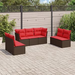 Set Divano da Esterno in Polyrattan Marrone con Cuscini, 7 Posti, Stile Contemporaneo, Design Moderno - Product Image 1