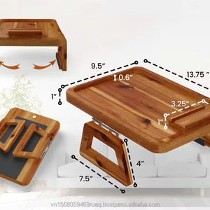 Modern Carved Wooden Storage Rectangle <b>Sofa</b> <b>Arm</b> <b>Tray</b> Foldable Armrest Table Flexible Easy to Clean for Living Room - Product Image 1