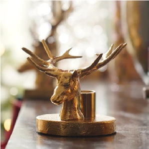 <b>Silver</b> Deer and Tree Candle Stand Aluminum Christmas Home Decoration - Product Image 6