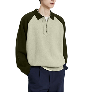 <b>Men's</b> Oversized Knitted Half Zip Sweater Solid Color Raglan Sleeve Turn-down Collar Casual Autumn Top - Product Image 2