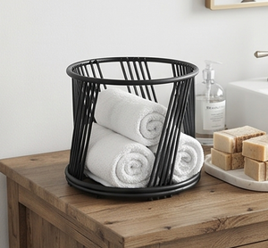 Panier de rangement moderne en fil métallique noir de forme circulaire pour plantes et organisation – un élément d'ameublement élégant - Product Image 4