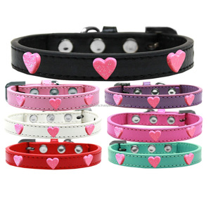 Collar de perro de cuero genuino de la más alta calidad hecho a mano con diseño de perno de corazón Fabricante Proveedor Saman Exports - Product Image 3