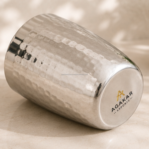 Elegant Hammered Stainless Steel 350ml Mirror Rim Drinking Glass Tumbler Premium <b>Reusable</b> <b>Cup</b> Hotels Restaurants Household - Product Image 3