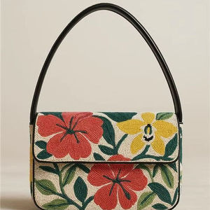 Sac fourre-tout de luxe décontracté fait main en perles de verre indiennes, avec poignée baguette colorée, durable, accessoire de mode quotidien - Product Image 1