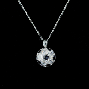 Pendentif de luxe en diamant hexagonal de 20 carats cultivé en laboratoire, or blanc 14 carats, sertissage invisible noir/blanc, collier statement, cadeau - Product Image 1