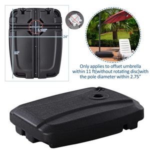 Base de sombrilla de patio de plástico de 60L con peso, duradera para exteriores, con opciones de relleno de agua/arena - Product Image 5