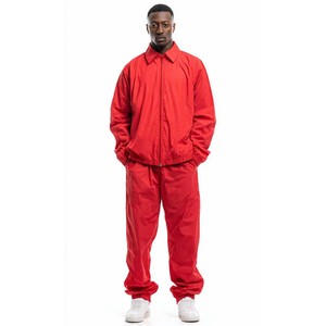 High Quality Rain <b>Suit</b> Mens <b>Red</b> Tracksuits Full Length Zipper Closure Side Pockets Casual Spring Wear 100% Polyester Regular Fit - Product Image 1