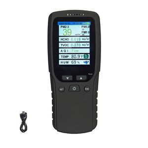 Moniteur professionnel de la qualité de l'air, compteur de particules PM2.5/10/1.0, test de formaldéhyde, température, humidité, TVOC, AQI - Product Image 1