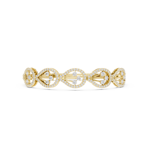 Luxury Yellow Gold Diamond <b>Infinity</b> Link Bangle <b>Bracelet</b> Elegant Openwork Fine Jewelry Women's Wedding Anniversary Gift - Product Image 2