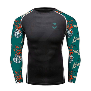 High Quality Heat-Transfer Printed <b>Men's</b> Rash Guards Quick Dry Spandex/Polyester <b>Compression</b> Top Comfortable Fit - Product Image 4
