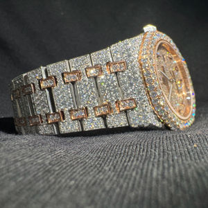 Montre à quartz en acier inoxydable de luxe, plaqué or antique, avec moissanite VVS, style hip-hop, testée à 100 % et certifiée, parmi les plus vendues - Product Image 1