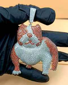 Pendentif Bulldog personnalisé serti de pierres, style Hip Hop, en argent 925, pendentif animal tendance, pendentif personnalisé en moissanite VVS pour cadeaux - Product Image 4