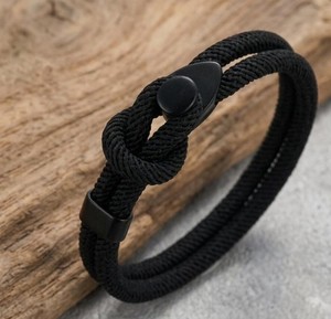 Minimalist Braided Leather and Cotton Children's Cute <b>Bracelet</b> Durable Handcrafted Adjustable Cord for Anniversary - Product Image 1