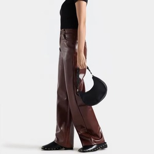 Pantalon en cuir véritable pour femme, cuir de vachette authentique, coupe slim, pantalon de motard tendance, fournisseur direct d'usine OEM - Product Image 4
