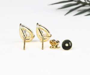 IGI Lab Diamond Tear <b>Drop</b> Studs Earrings Martiny 3-Prongs Studs Earrings, Diamond Stud Earring Pear Cut Diamond Dainty Earrings - Product Image 4