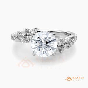 925 Sterling Silver Round Cut Moissanite Engagement Ring Leaf Vine Wedding Band Luxury Bridal Jewelry USA Gift - Product Image 5