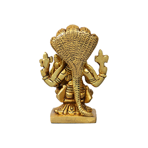 Gold Plated Brass <b>Religious</b> Figurine Polished Sculpture Hindu Home Decor <b>Statue</b> 3.5 x 2 x 3.1 Inch - Product Image 5