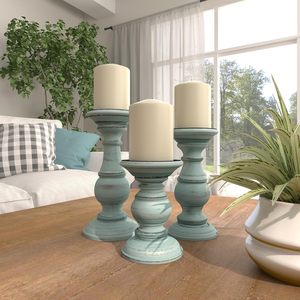 Handcrafted Wooden Pillar <b>Candle</b> Holder <b>Set</b> Rustic Decorative Tabletop <b>Candle</b> Stand for Home Wedding Decor - Product Image 2