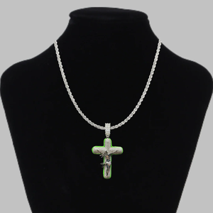 Collar con Colgante de Cruz de Jesús Luminoso que Brilla en la Oscuridad, Chapado en Rodio con Diamantes Incrustados, para Fiesta - Product Image 6