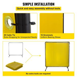 Schermo Protettivo per Saldatura in Vinile Giallo Ignifugo 6x6 Pollici con 4 Ruote per Operazioni di Saldatura - Product Image 6