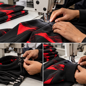 Men's Hooded Sweatshirt Black <b>Red</b> Geometric Print Breathable Regular Fit Sporty Style Winter <b>Hoodie</b> - Product Image 5