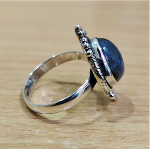 Custom Handmade 925 Sterling Silver <b>Ring</b> Featuring Blue Fire Cushion <b>Labradorite</b> Cabochon Jewelry Manufacturer - Product Image 3